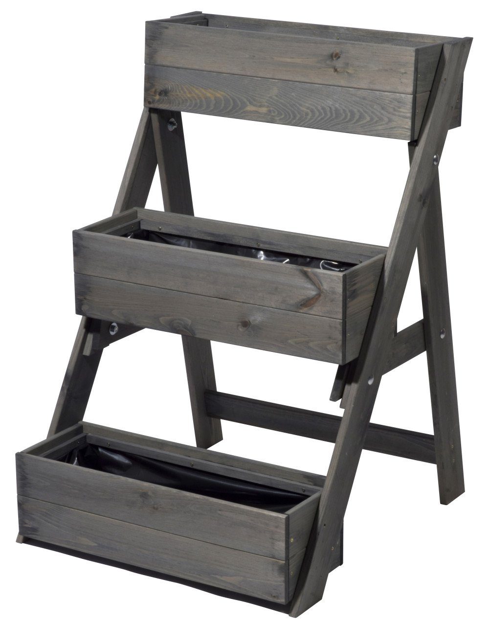 dobar Blumenkastenhalter Dobar Dreistufige Pflanztreppe grau günstig online kaufen