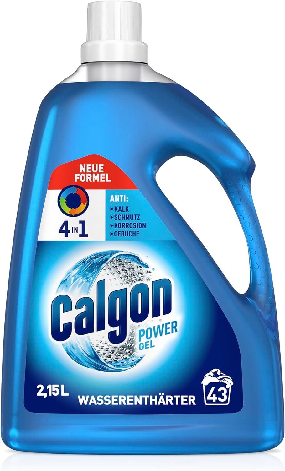 Calgon 4in1 Power Gel (2 x 2,15l) Wasserenthärter (Doppelpack, [2-St. Wirksam gegen Kalk, Schmutz, Gerüche und Korrosion)