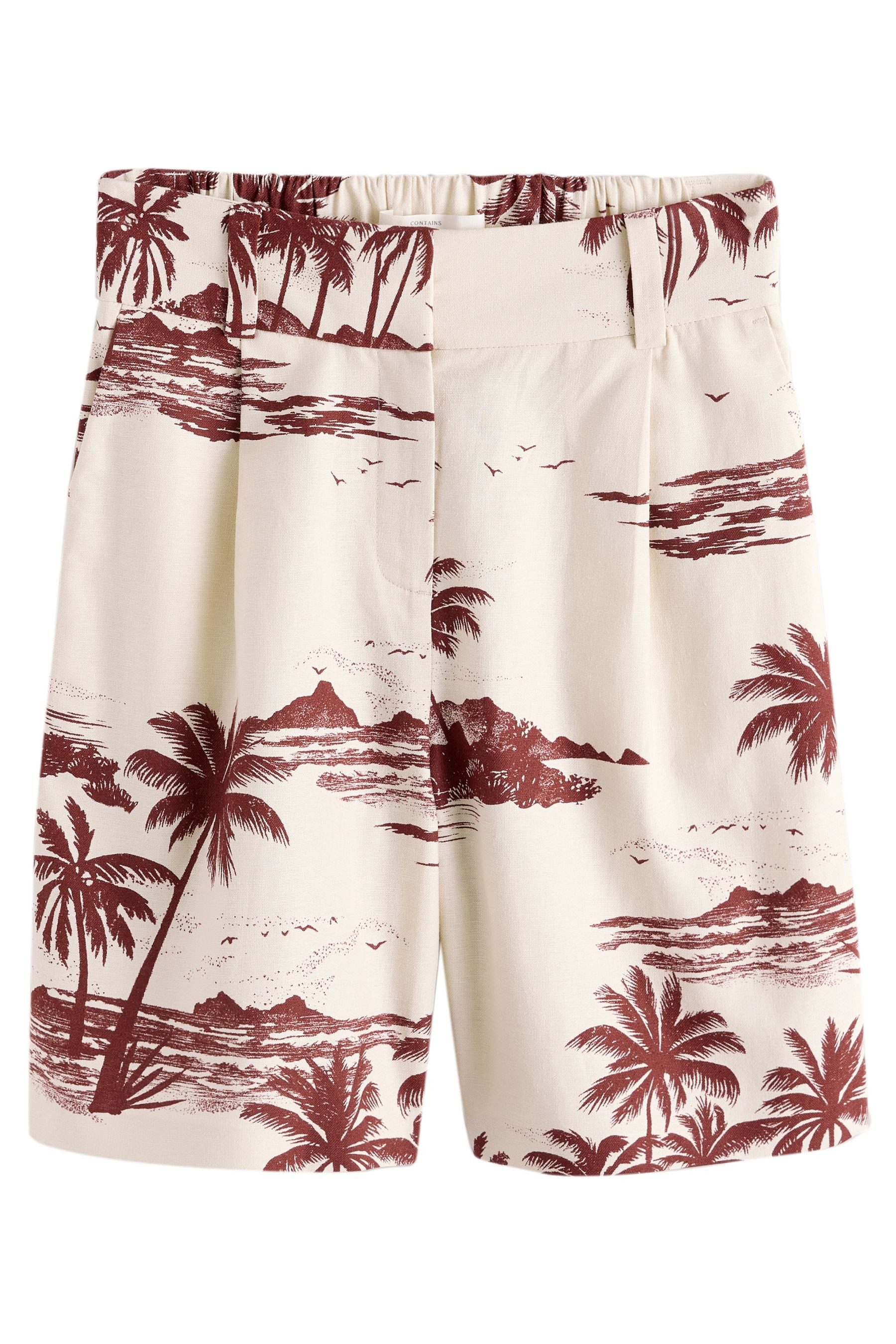 Next Bermudas Bermudashorts mit Palmen-Print und Leinenanteil (1-tlg)