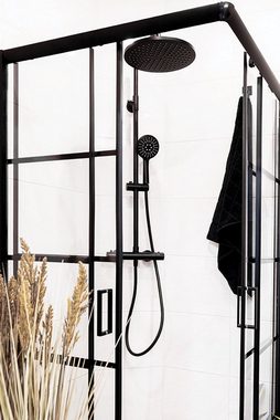 KOLMAN Duschsystem Duschsäule BORO Thermostatisch Brausegarnitur, Höhe 115 cm, in Schwarz