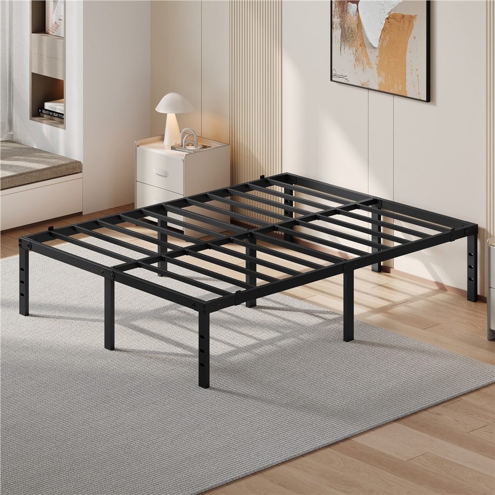 Yaheetech Metallbett 90×190/90×200/140×200/160×200/180×200 cm, Bettrahmen 36/41 cm H mit Lattenrost, Bettgestell aus Metall