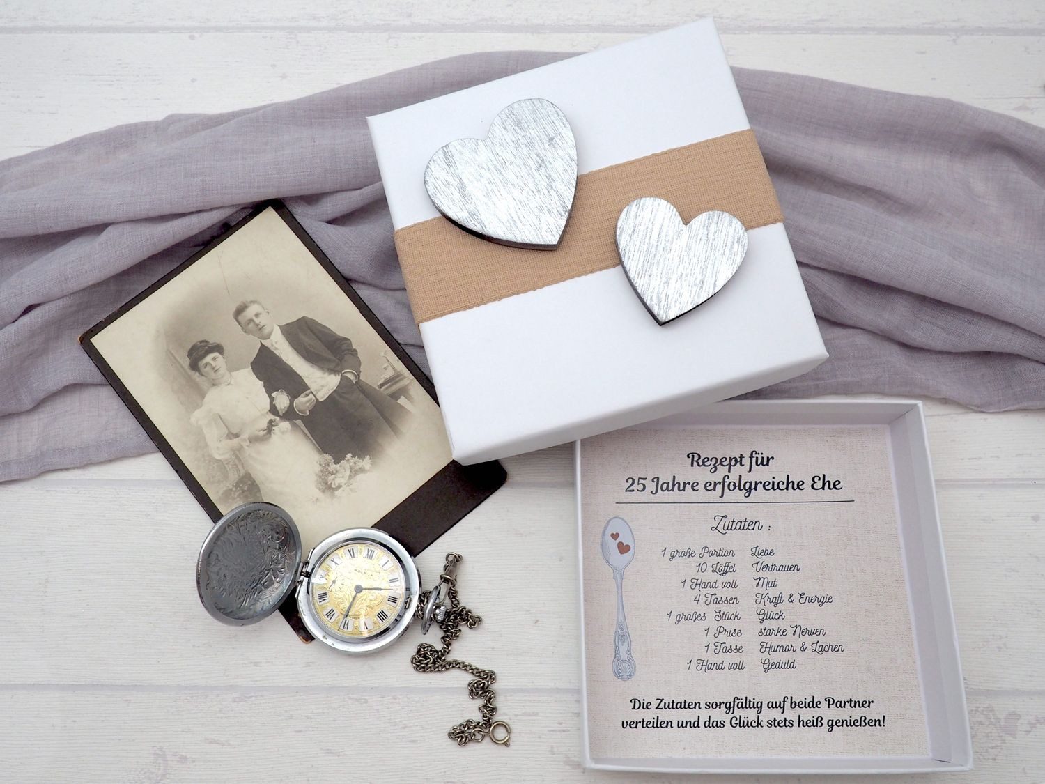 ZauberDeko Geschenkbox Geldgeschenk Verpacken Silberhochzeit Geschenk Rezept für 25 Jahre Ehe – Bild 3 von 5
