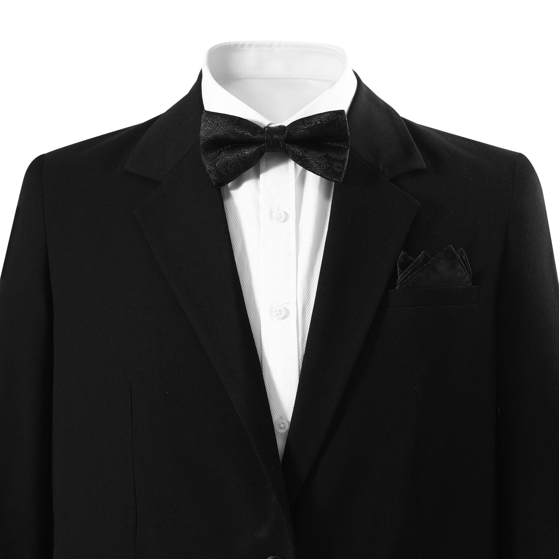 Allthemen Krawatte (Set) Herren 4-tlg Set Krawatte Fliege Einstecktuch Manschettenknöpfe