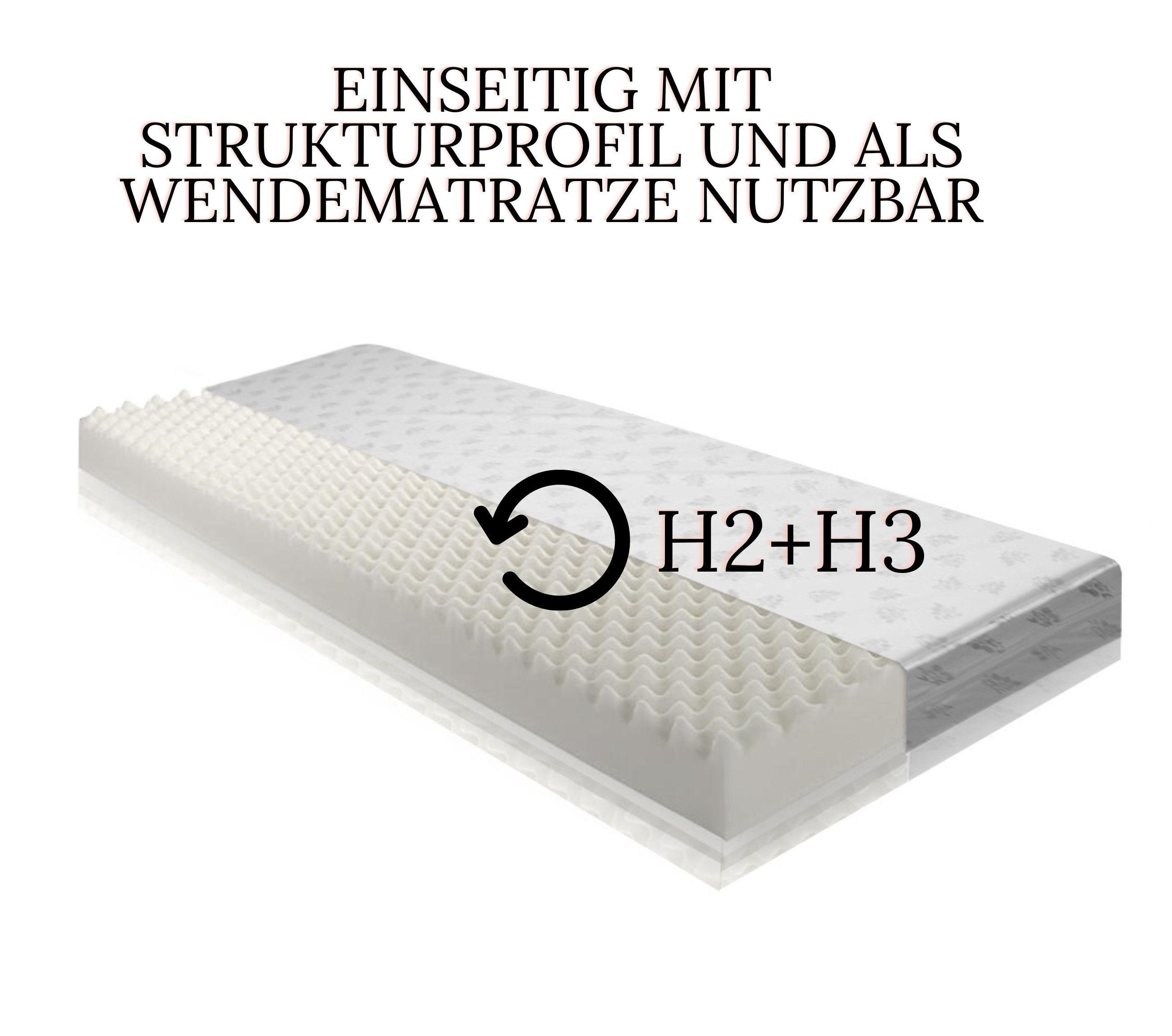 12 cm beidseitig H2+H3 Komfortschaummatratze, hoch, 90 Aileenstore, x 200 cm,