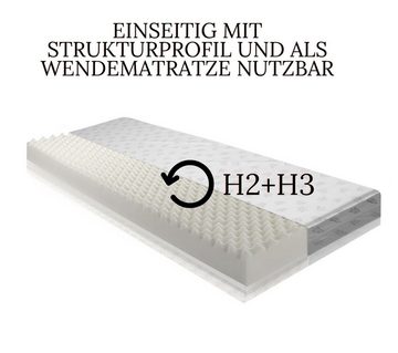 Komfortschaummatratze, Aileenstore, 12 cm hoch, 90 x 200 cm, beidseitig H2+H3, mit Lattenrost