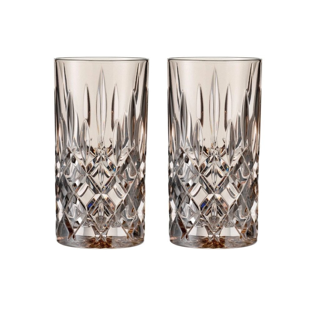 Nachtmann Cocktailglas Nachtmann Noblesse Longdrinkglas Taupe 2er Set, Kristallglas