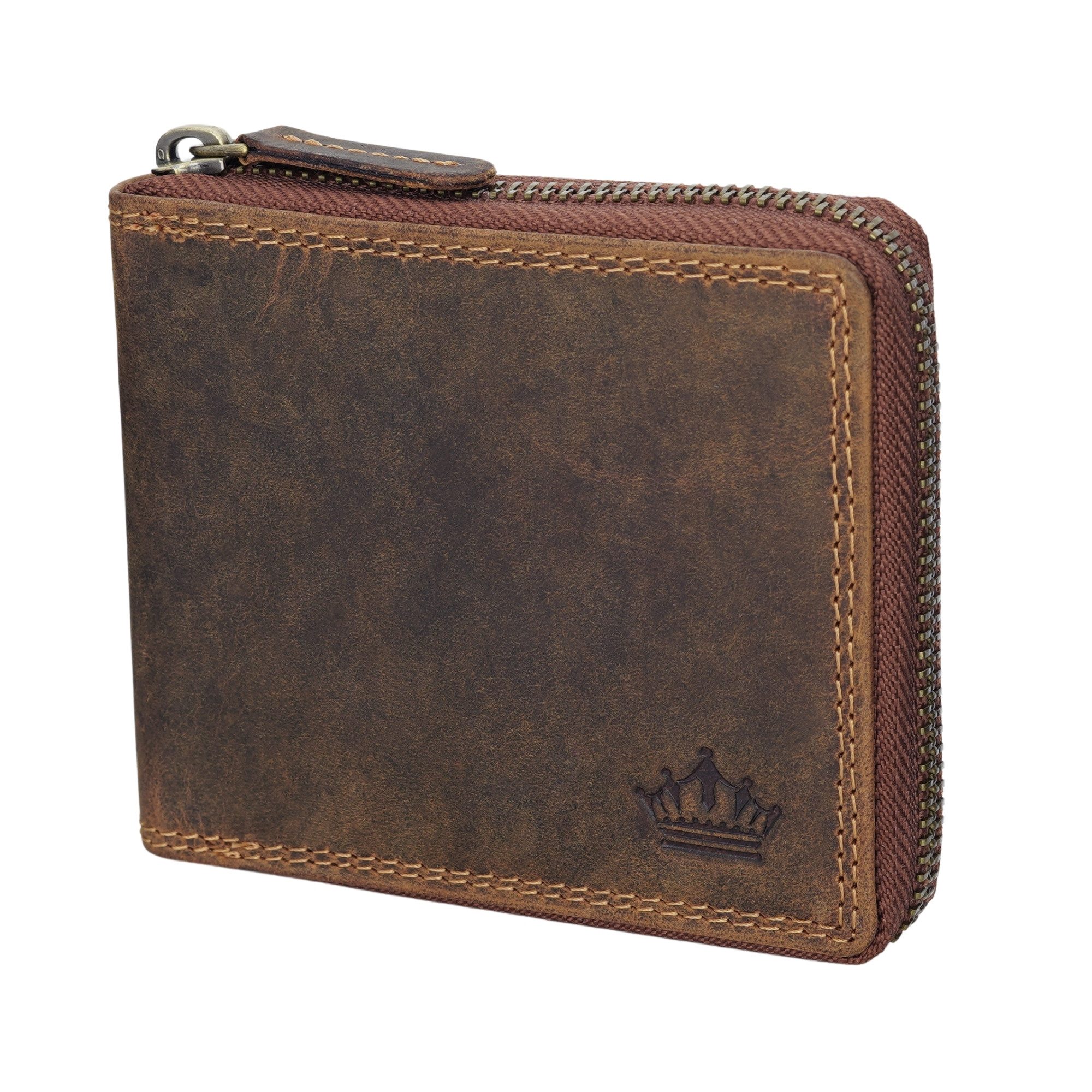 Manza Geldbörse Geldbörse Portemonnaie Echt Leder RFID - umlaufendem Reißve günstig online kaufen