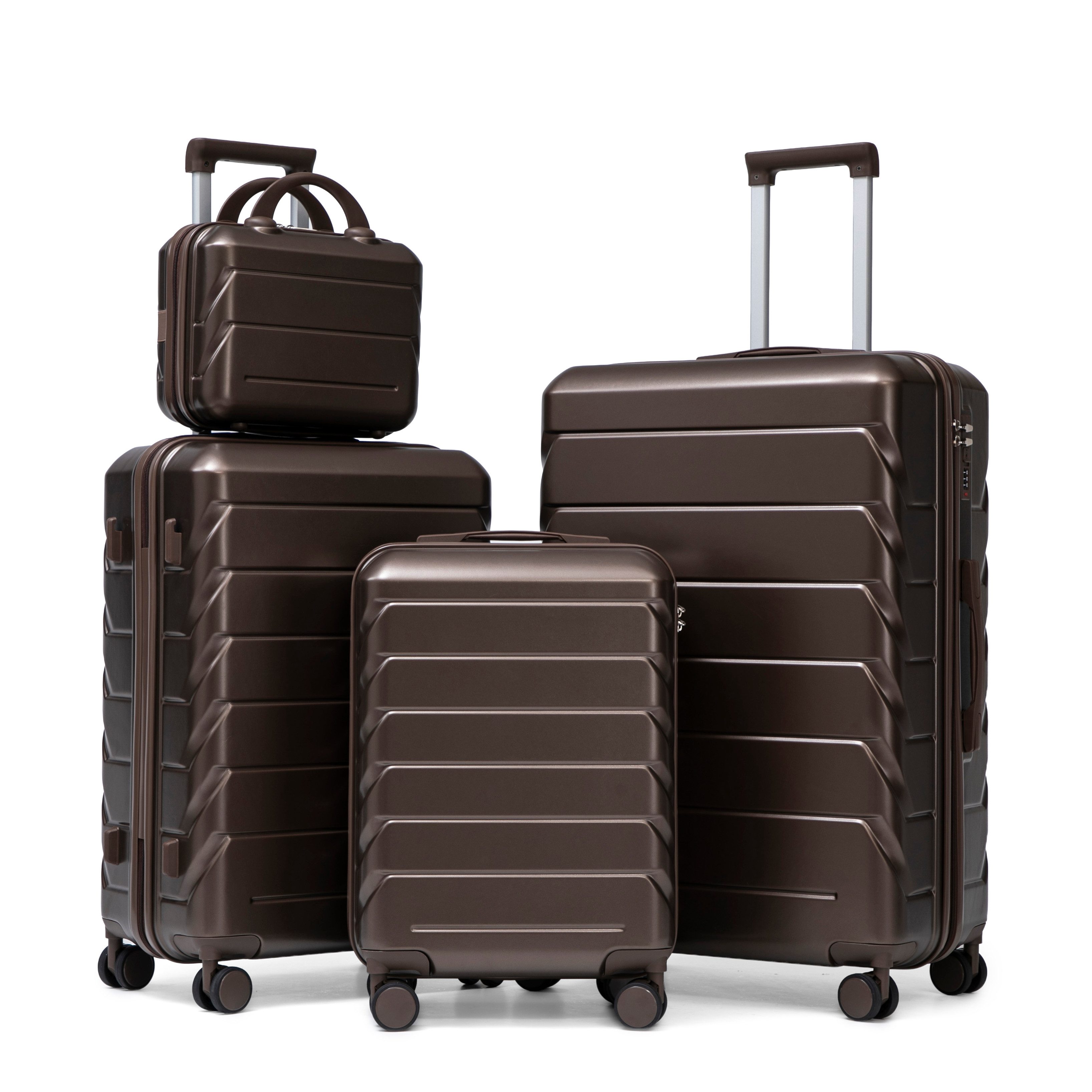 GLP Trolleyset Hartschalen Koffer S-M-L-XL-Set Reisekoffer Trolley, 4 Rollen, (Robustes Koffer-Set aus ABS-Hartschale, 4 tlg., 360° leisen Doppelrollen & verstellbarem Teleskopgriff), für Reisen, Wochenendtrips & Geschäftsreisen