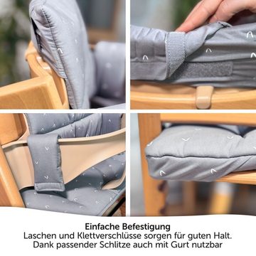LaLoona Hochstuhlauflage Curves - Grau, Sitzauflage Hochstuhl Kissen für Stokke Tripp Trapp - Sitzkissen