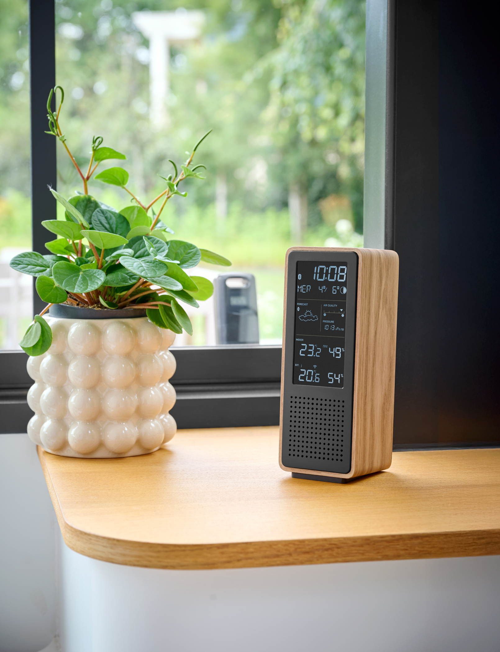 Thomson Wetterstation WS102 mit Radio Bluetooth Holz schwarz TH390391 Wetterstation