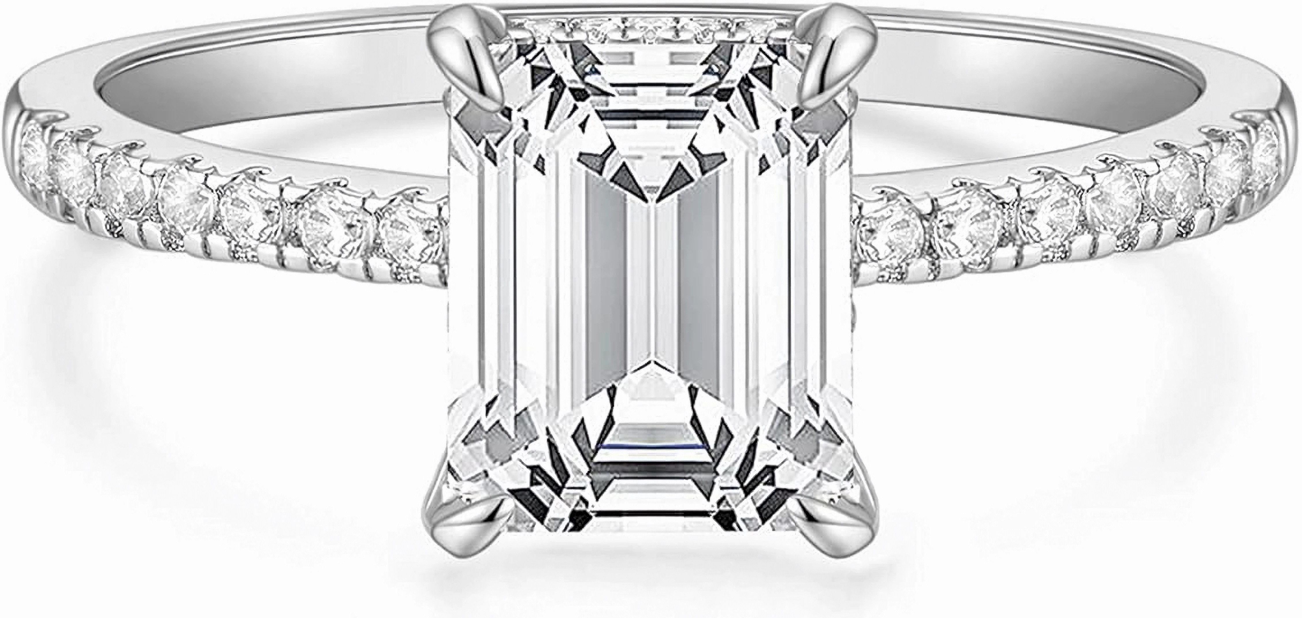 Jumpeak Verlobungsring 585er Gold, 3 Karat Smaragd Labordiamant im, Damen-Ehering, D,vvs2,2EX,IGI-Zertifikat,Ein kostbares Geschenk für Ihre Liebste