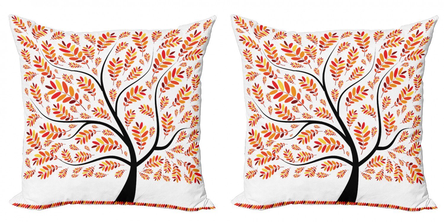 Kissenbezüge Modern Accent Doppelseitiger Digitaldruck, Abakuhaus (2 Stück), Natur-Kunst Tangerine Blätter Baum