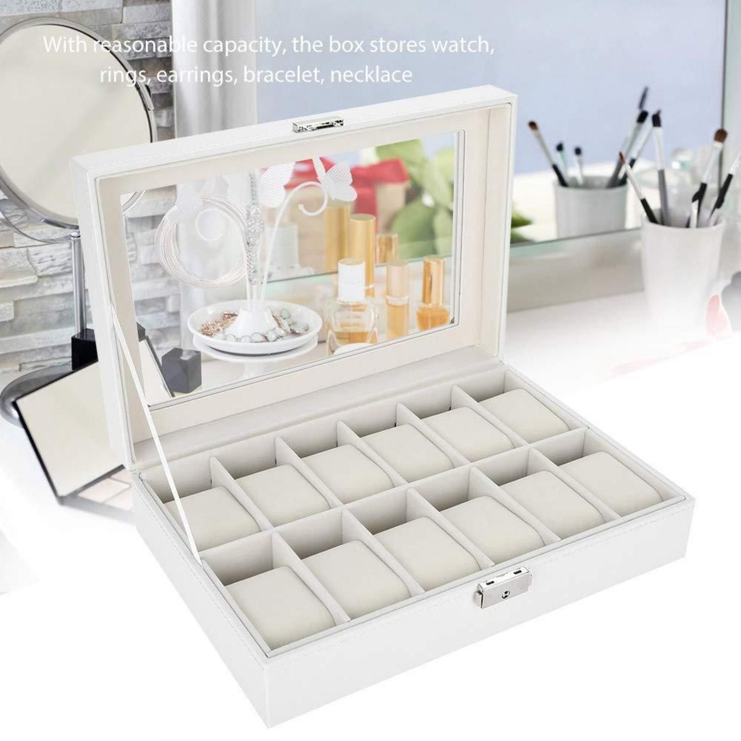 LuxusKollektion Uhrenbox Uhrenbox mit 12 Fächern transparent (1 St)