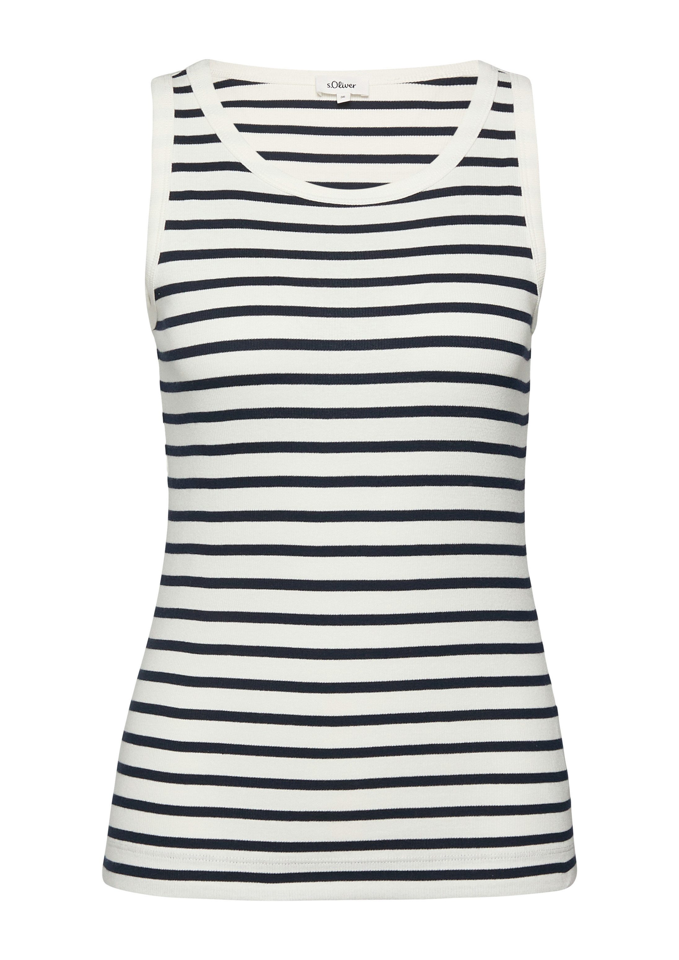 s.Oliver Muscleshirt T-Shirt Geripptes Tanktop im Slim Fit
