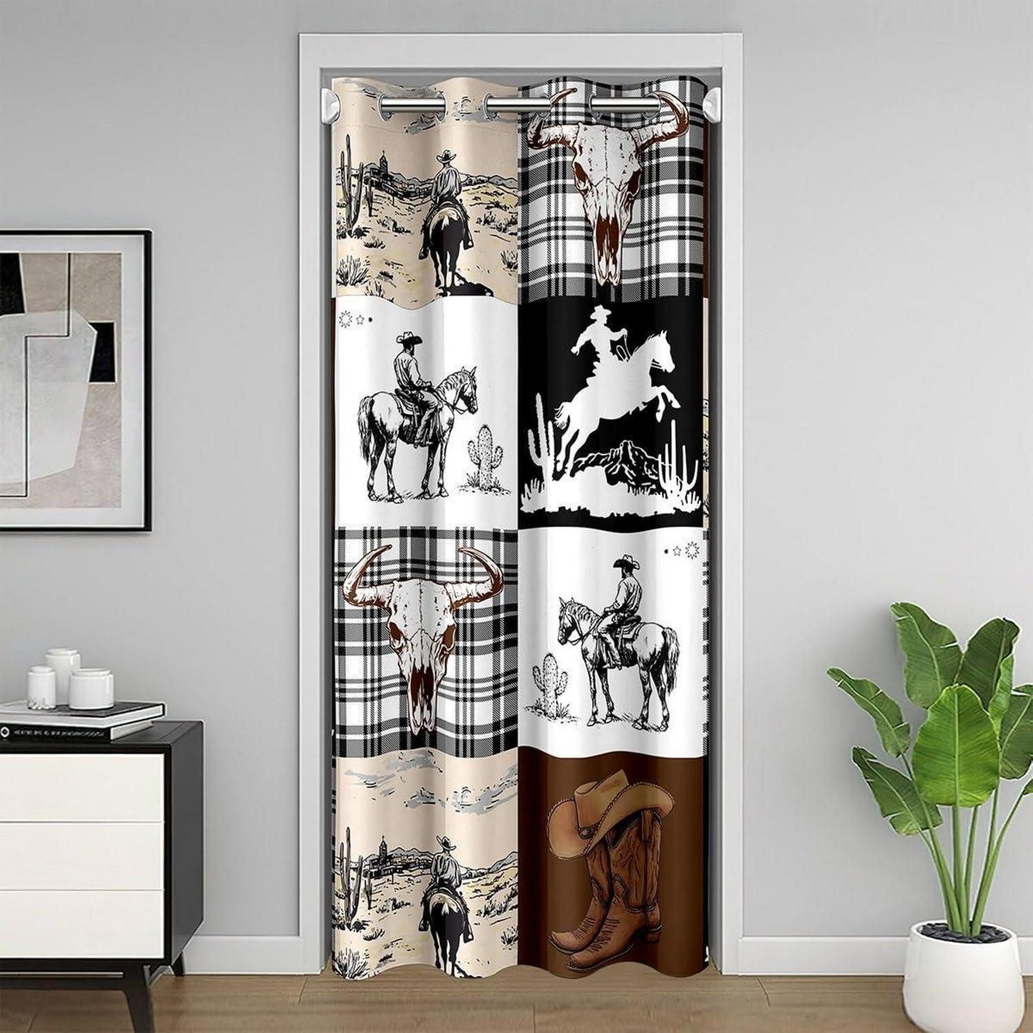 LuxusKollektion Türvorhang Türvorhang Cowboy Western B86xH203cm Braun Weiß (1 St)