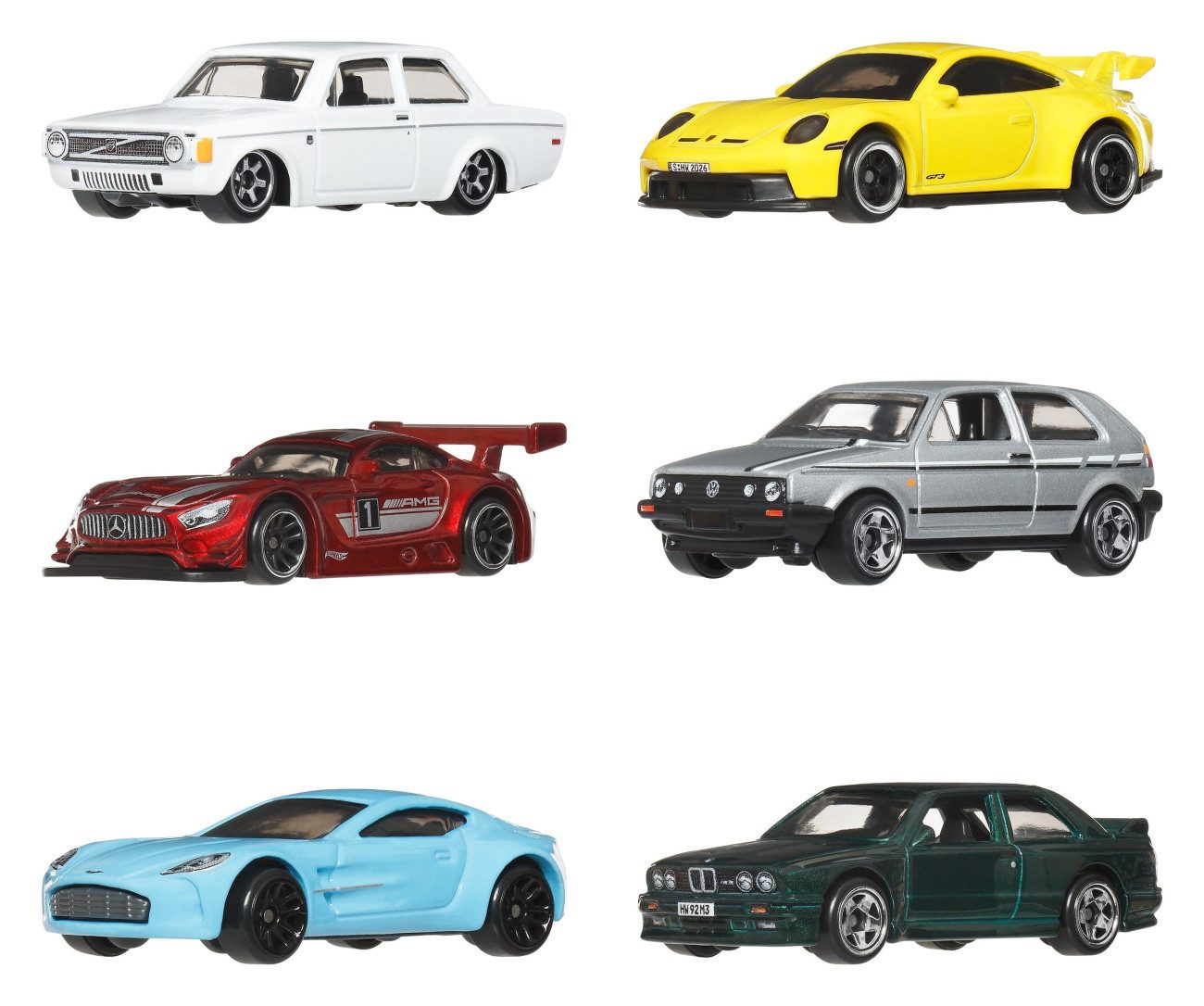 Mattel® Modellauto Hot Wheels Silver Series Die-Cast Fahrzeuge 6er-Pack 1/64 Euro Style