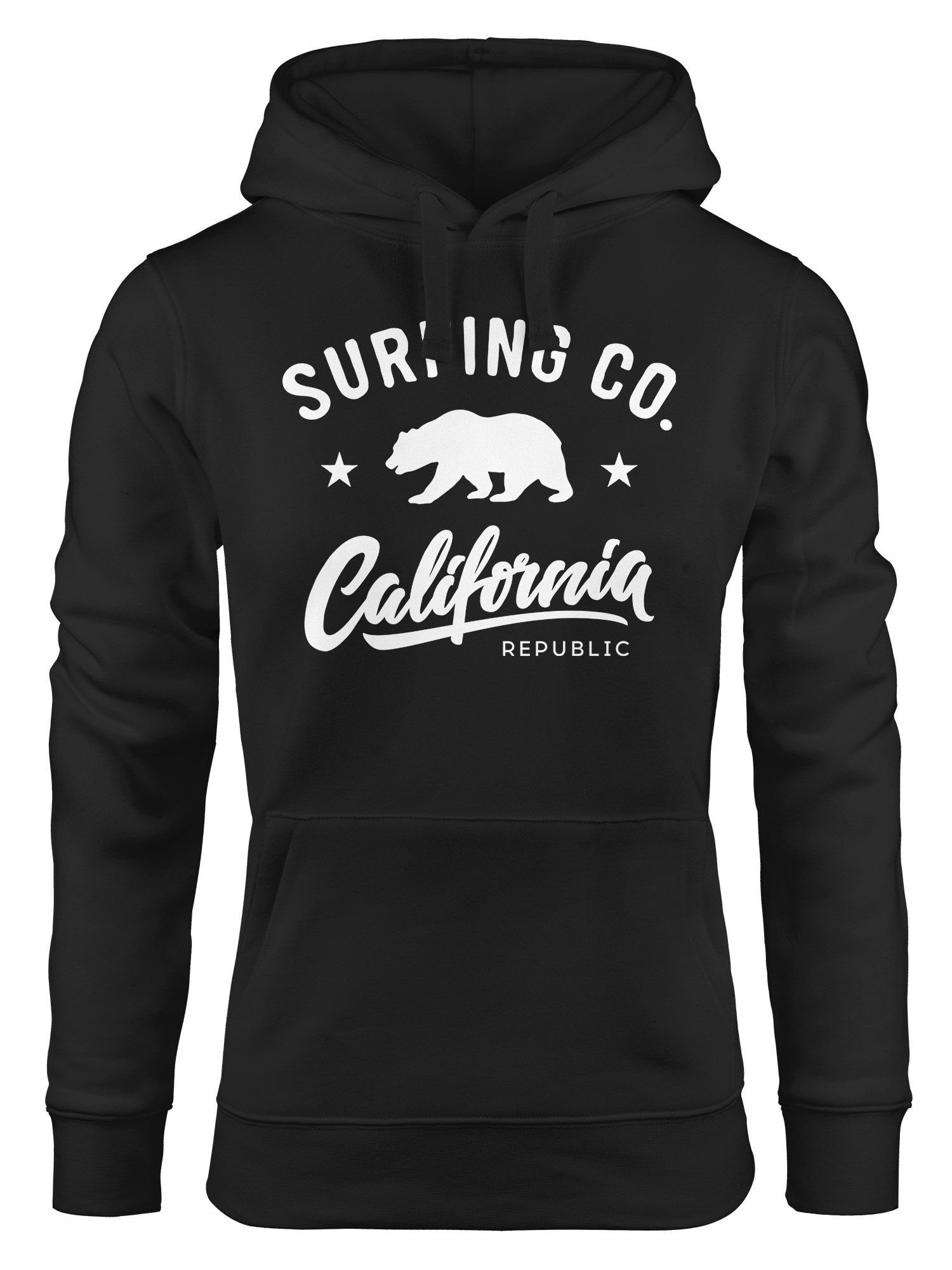 Bär Kapuzen-Pullover Neverless Sommer California schwarz Neverless® Hoodie Surfing Hoodie Bear Damen Republic