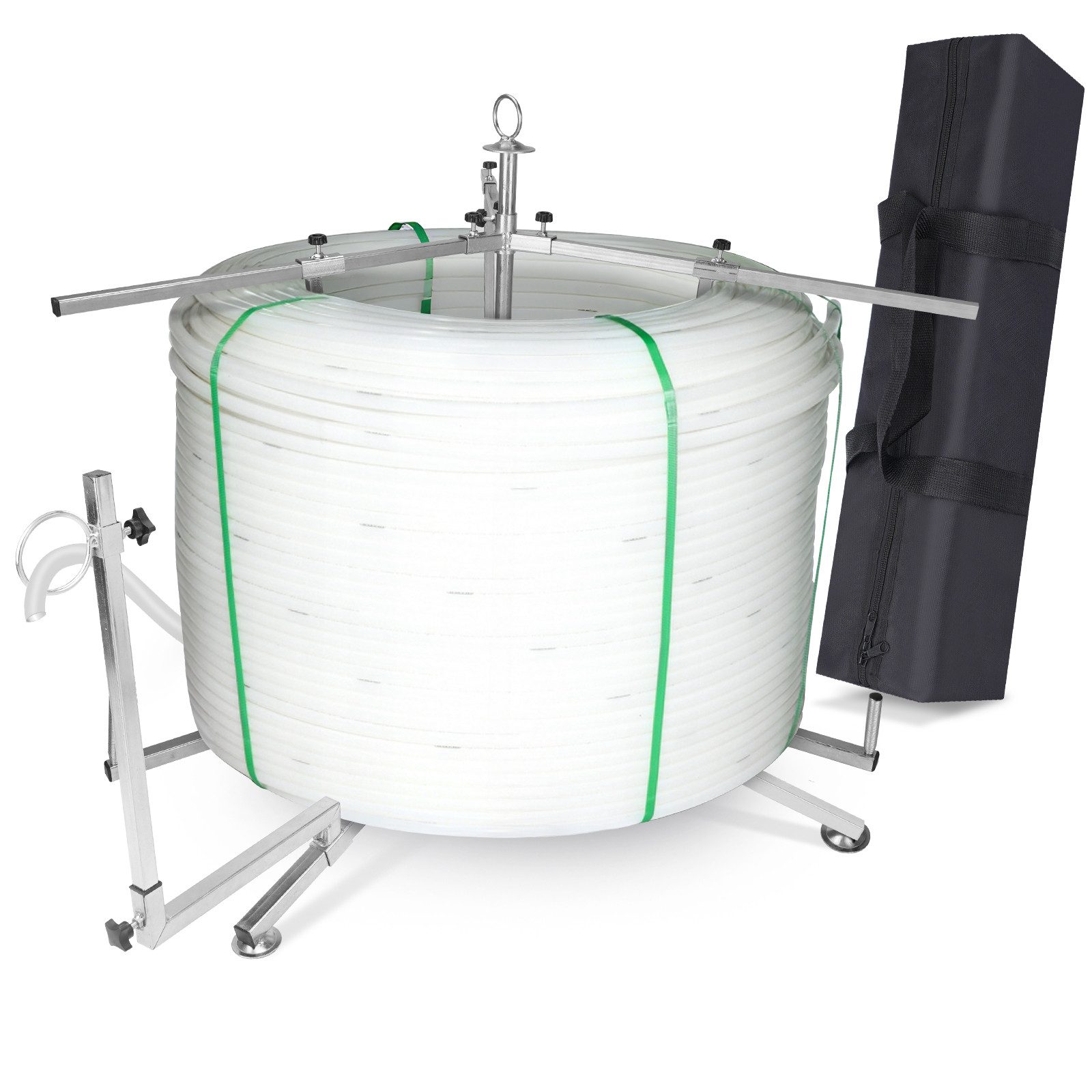 XERSEK Warmwasserfußbodenheizungen Rohrhaspel Abroller für Fußbodenheizung 600m max. 200kg Kabel Rohr, (Aufwickler Heizrohre Rohrwickler Höhenverstellbar 75–100cm, Rohrspulenspender, Tasche, Anleitung, Zubehör), Aufroller Abrollgerät PERT AL/PEX mit Tasche( Ohne Rohr)