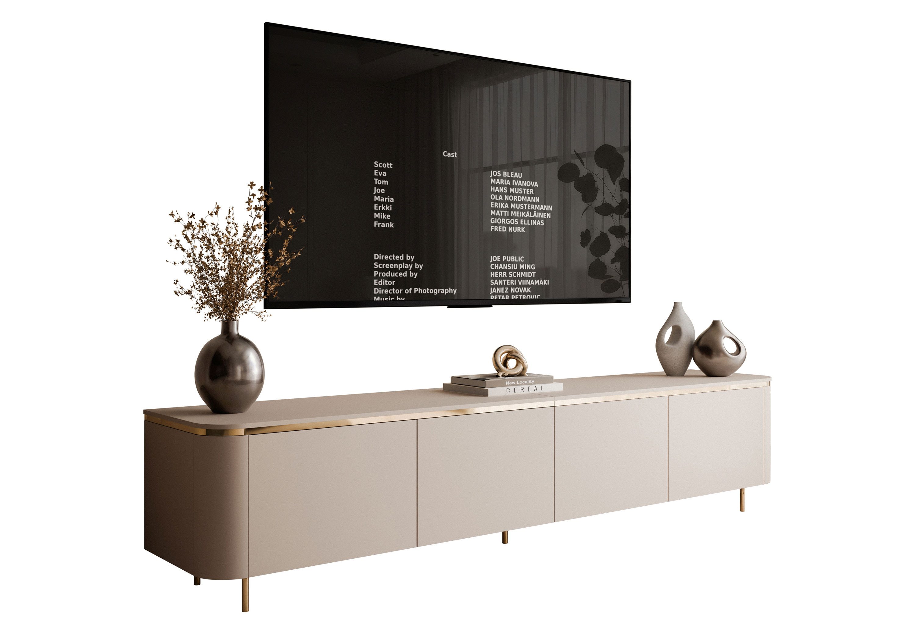 Lookway TV-Schrank AVELINE 200 cm mit LED-Beleuchtung 200x40x45/48 cm