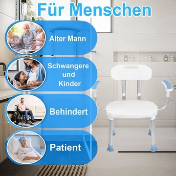 AUFUN Badewannensitz Duschstuhl, belastbar bis 150 kg, mit Rückenlehne Armlehne