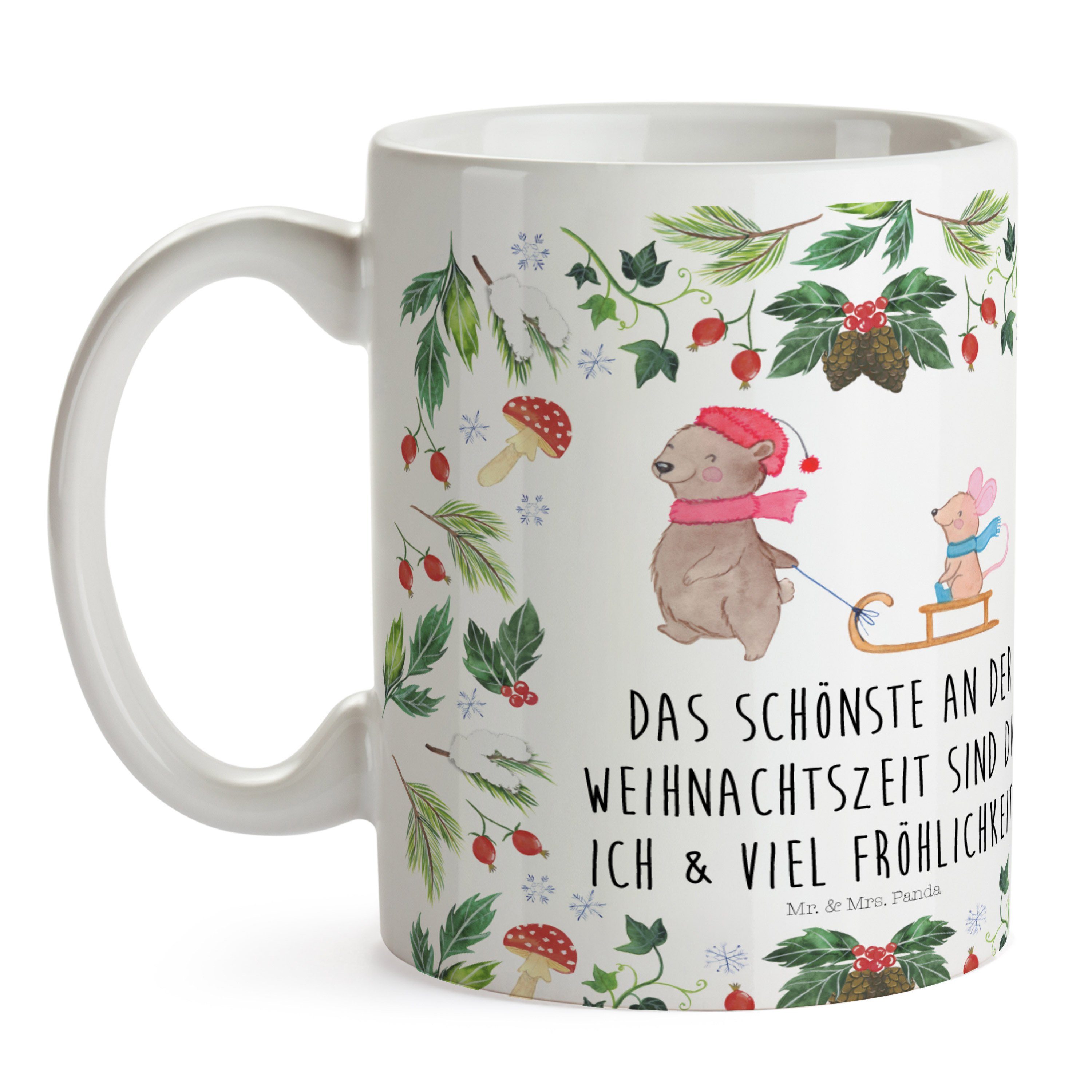 Sprüche, Geschenk, - Weiß Tasse Tasse, Mrs. Keramik - Bär & Mr. Schlitten Maus Tasse Teetasse, Panda