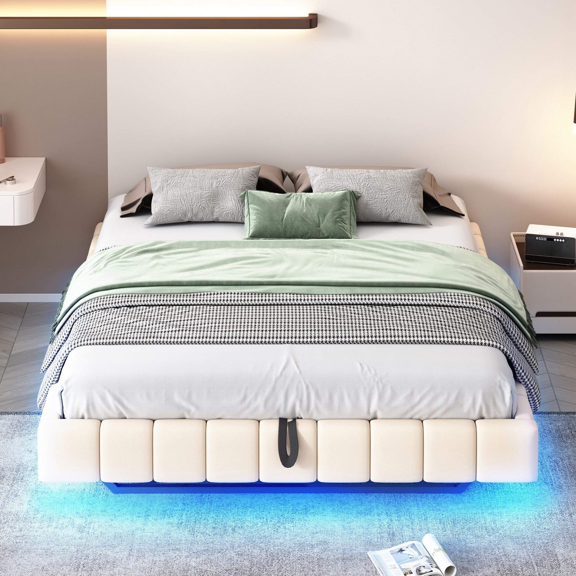 STILVORA Polsterbett 160x200 Jugendbett mit LED-Licht&Bettkasten,Bettgestel günstig online kaufen