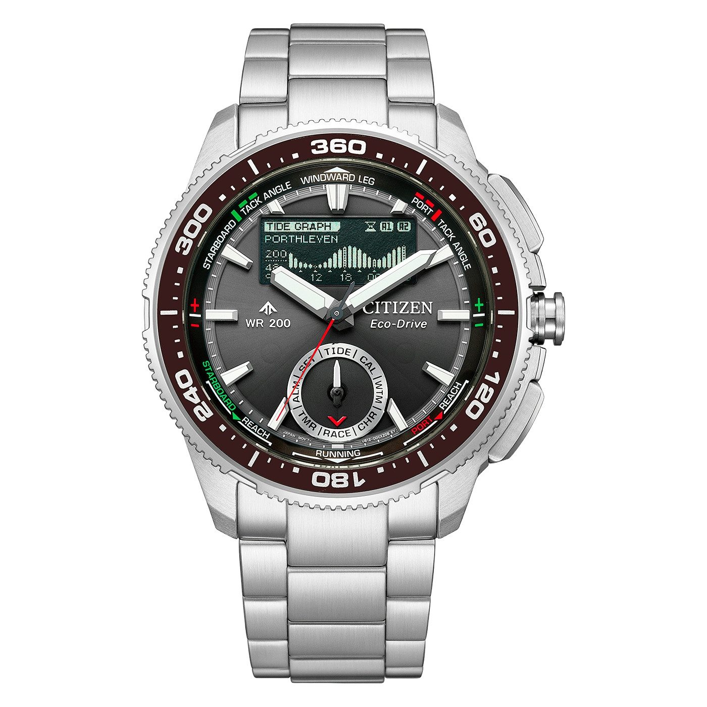 Citizen Quarzuhr Wave Tracker JV3001-53E, Armbanduhr, Solar, Herrenuhr, Edelstahlarmband, analog