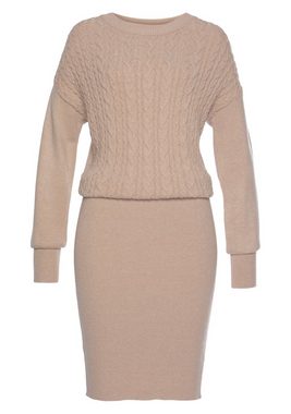 LASCANA Strickkleid mit Zopfmuster, elegantes Herbst- Winterkleid, Minikleid