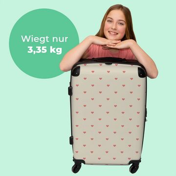 NoBoringSuitcases.com© Koffer Rosa - Herzen - Muster 67x43x25cm, 4 Rollen, Mittelgroßer Koffer für Erwachsene, Reisekoffer