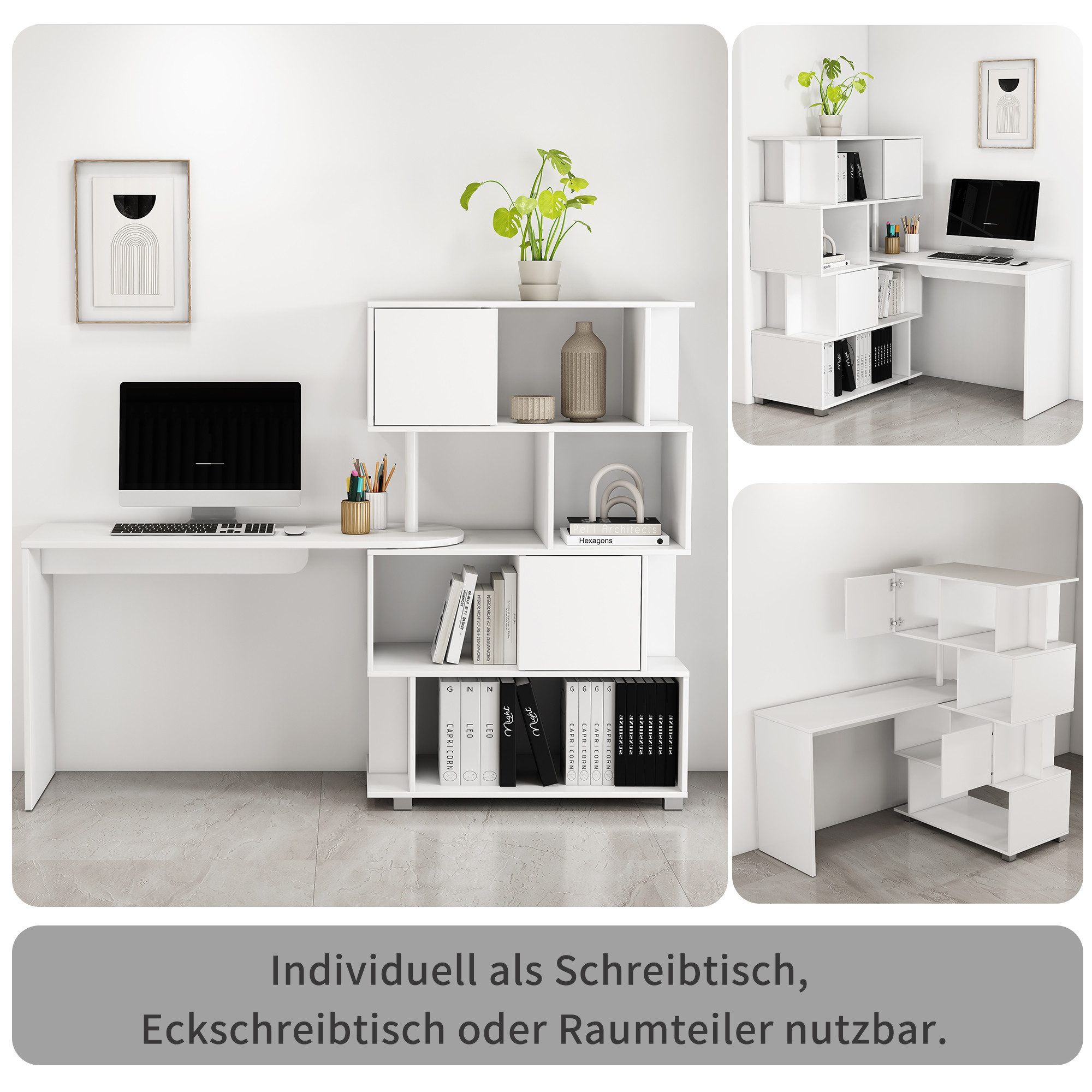 OTTO home Schreibtisch Inovo, als Eckschreibtisch oder Schreibtisch nutzbar, viel Stauraum