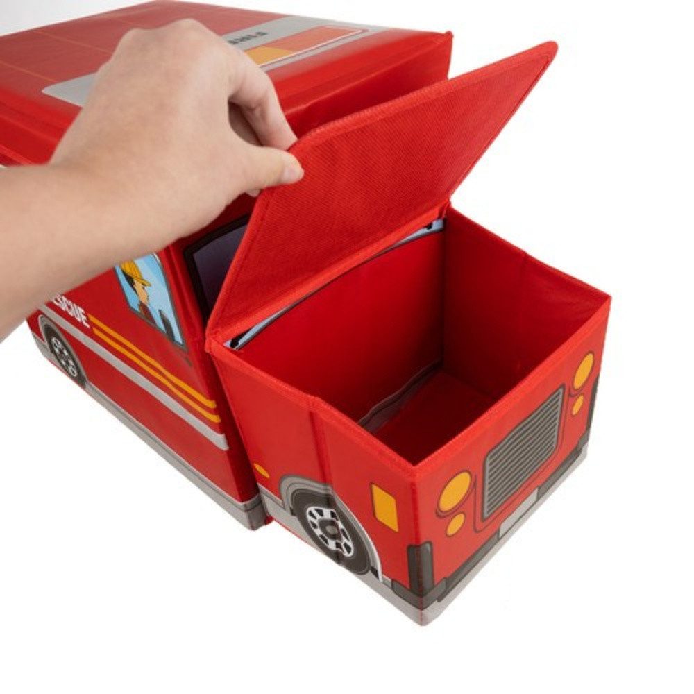 KRUZZEL Toy Chest Fire Engine Toy Storage Boxes (Value Pack, 1 pc., foldable), space-saving storage, made of easy-care material