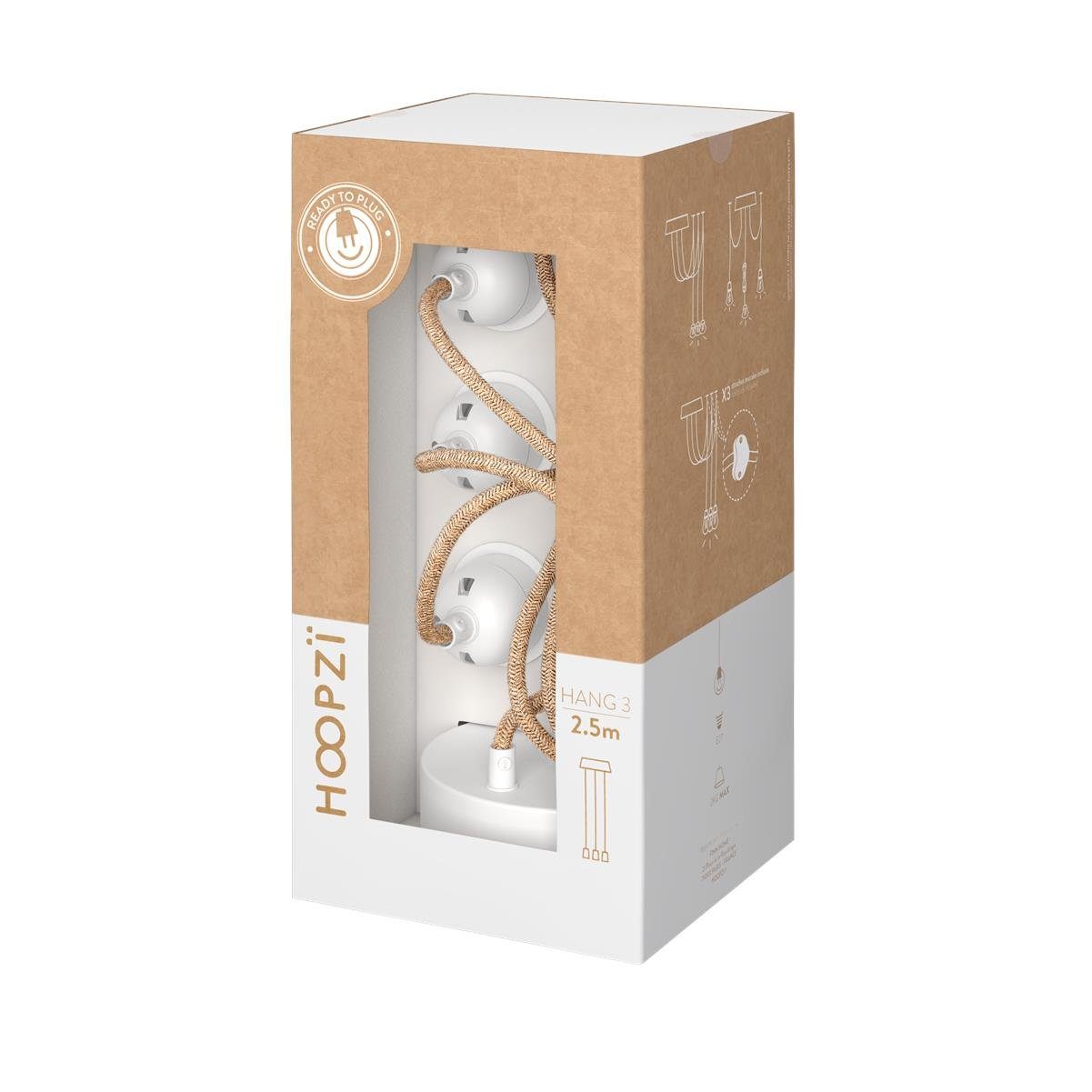 Hoopzi Pendelleuchte Hang 3 Pendelleuchte Textilkabel 3 X E27 Fassung Retro günstig online kaufen