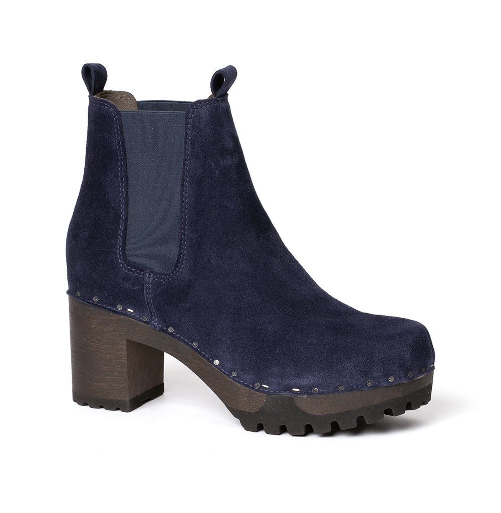 ODILIA Kaschmir midnight (dunkel), Winter, Holz, Clogs, Damen, bequem Stiefelette