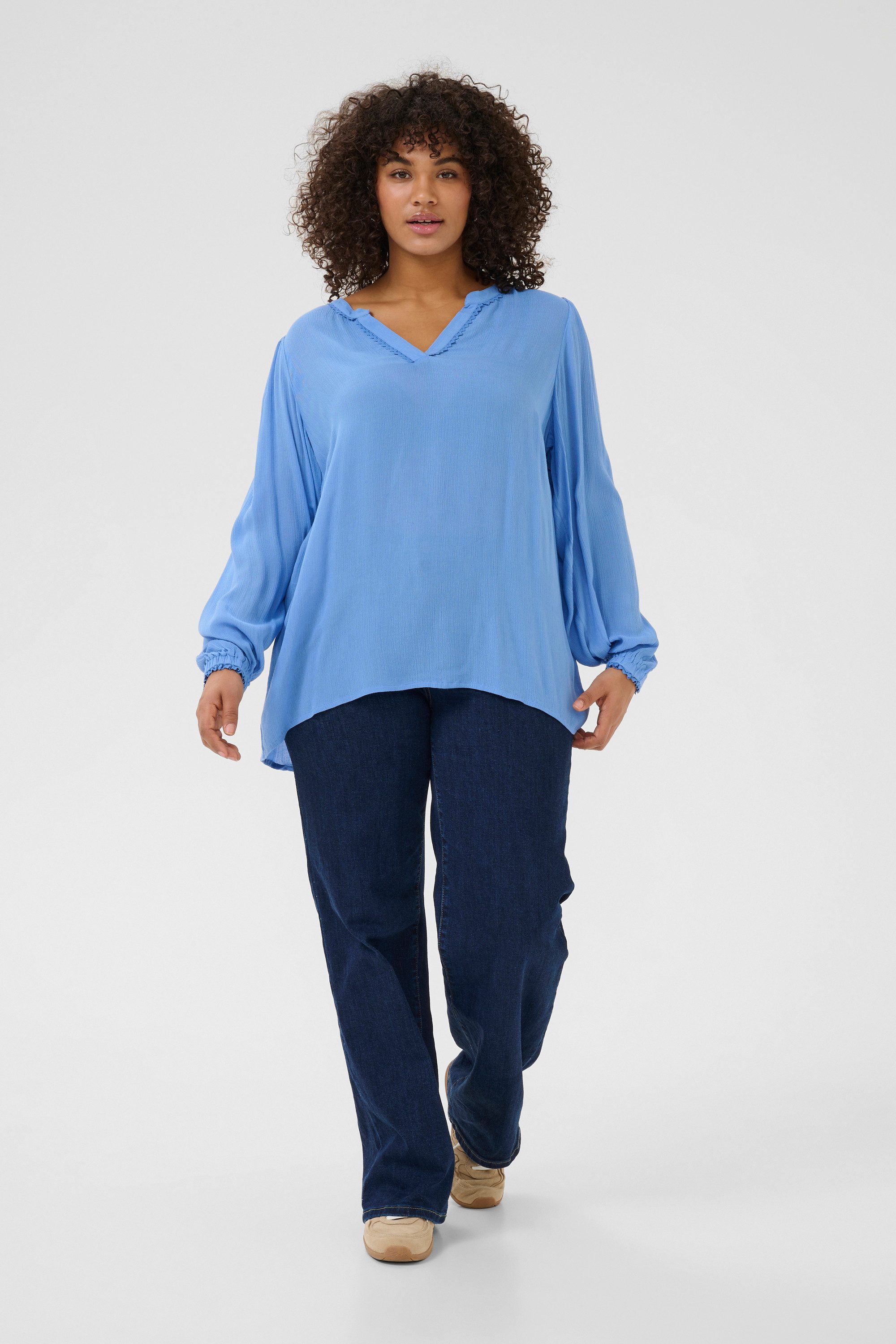 KAFFE Curve Langarmbluse Langarm-Bluse KCnoah Große Größen günstig online kaufen