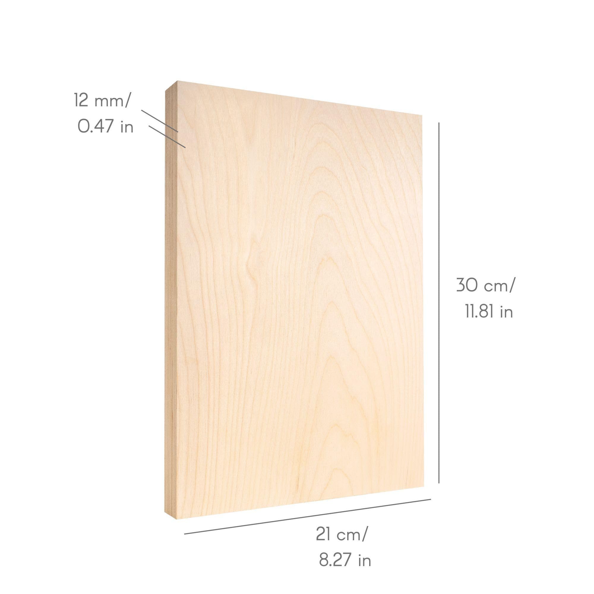 Creative Deco Bastelnaturmaterial A4 Sperrholzplatte 300 x 210 (0,5) mm 12 mm Birke, (5-tlg)
