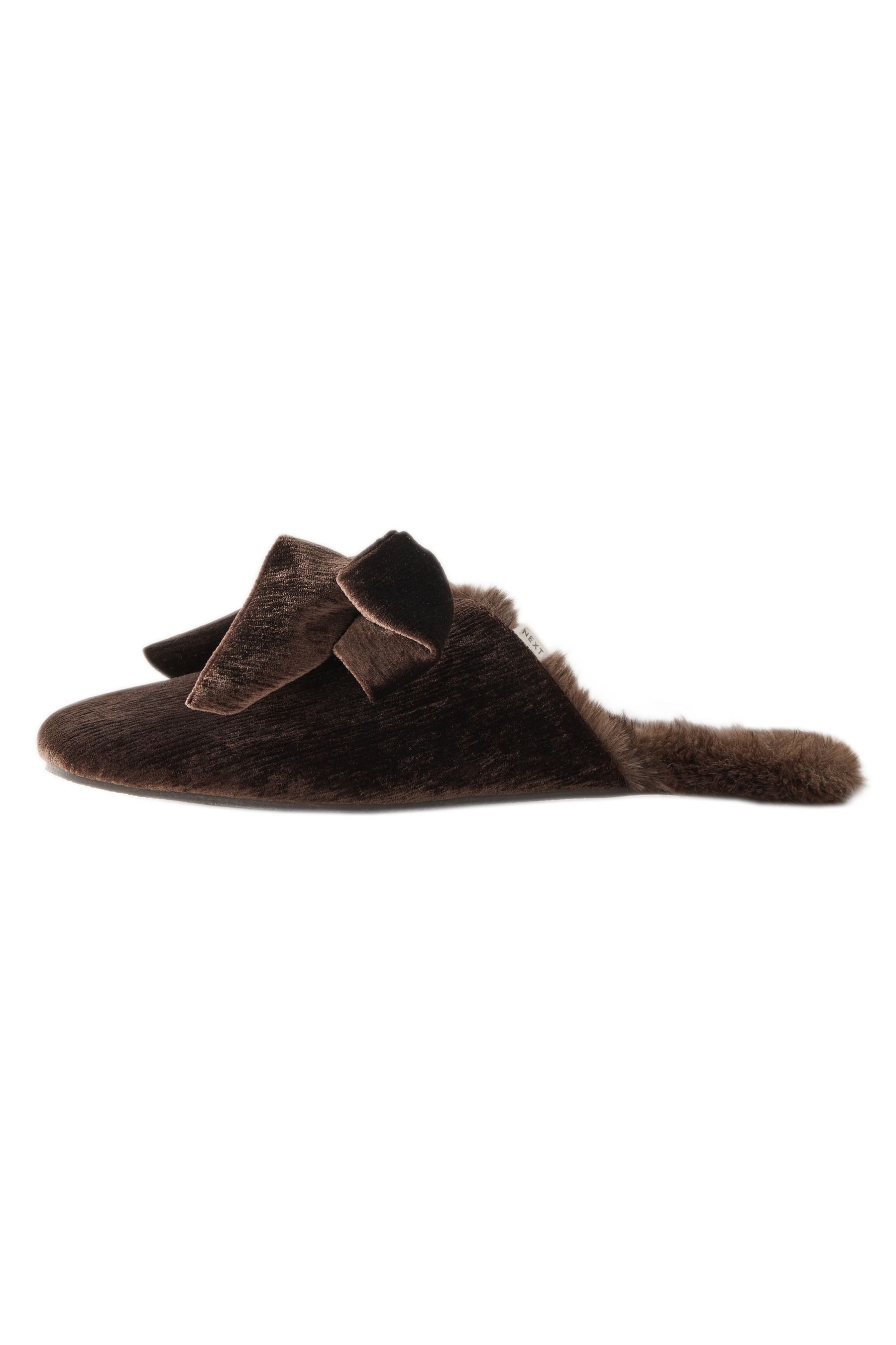 Next Samt-Pantoffeln mit Schleife Hausschuh