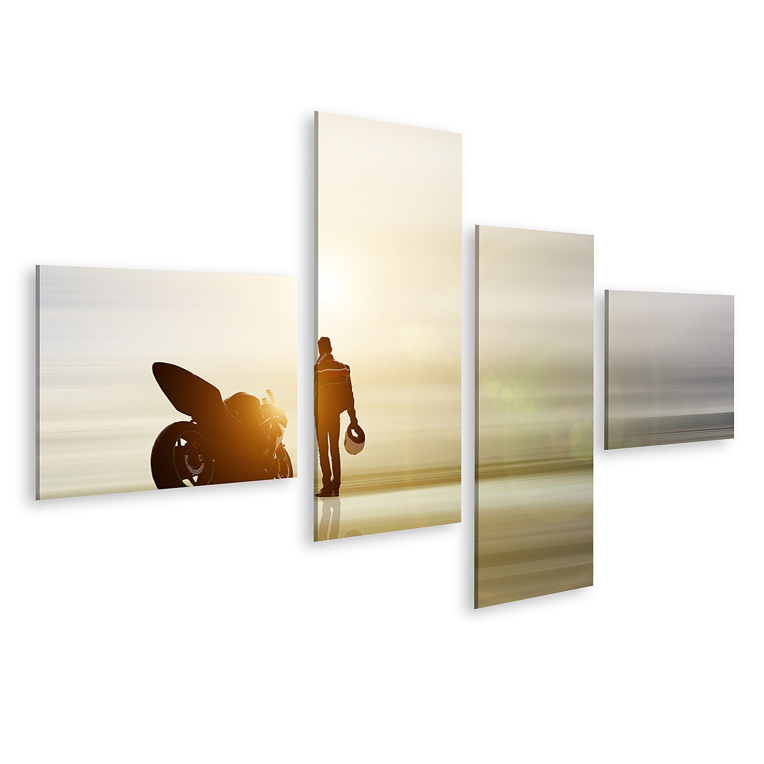 Leinwandbild Bild auf Leinwand Abstrakte Kunst mit Motorrad und unscharfem Hintergr