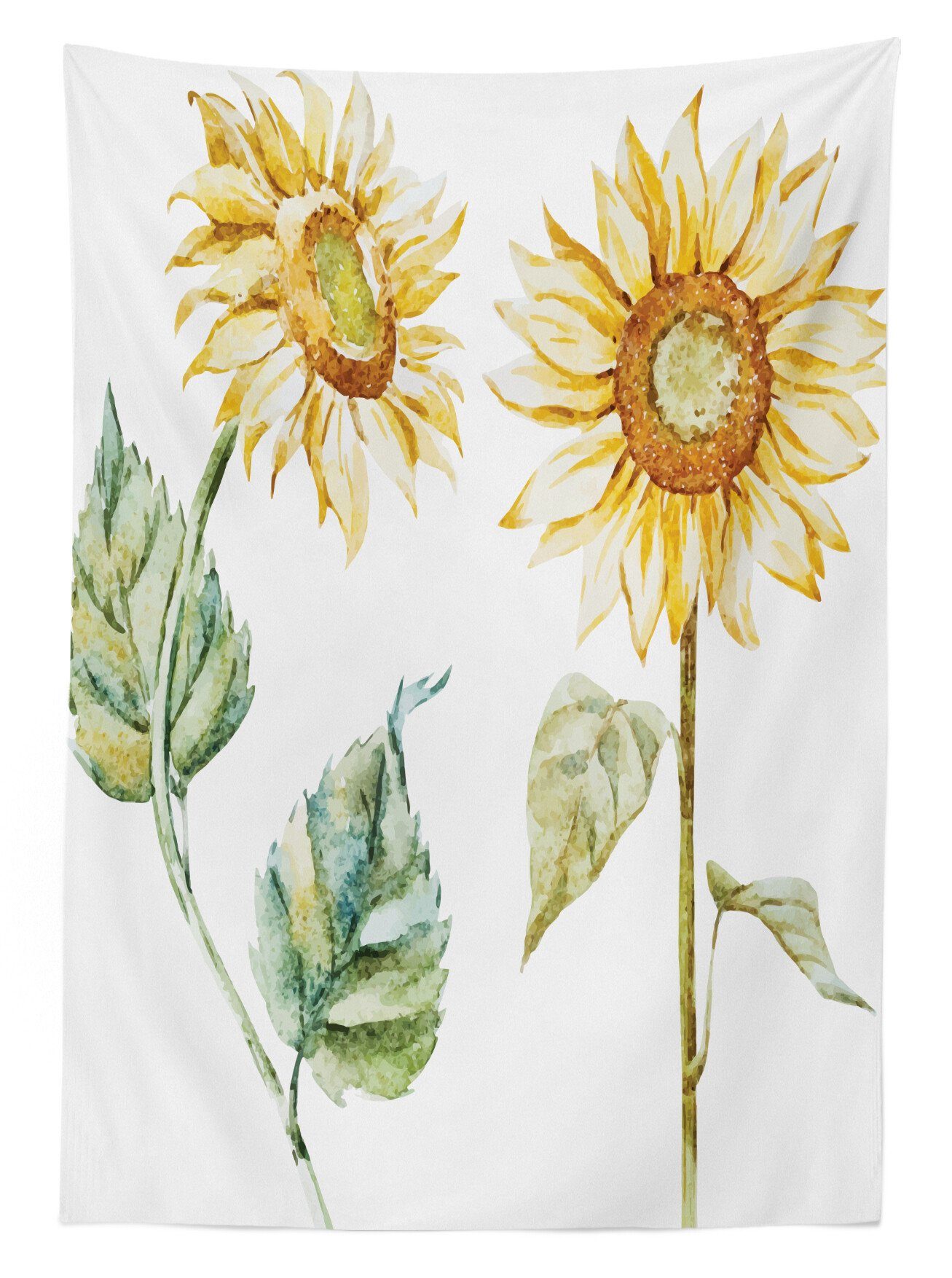 Sonnenblumen Klare Farben, Für Anziehender Tischdecke Bereich Abakuhaus Außen geeignet Waschbar den Aquarell Farbfest