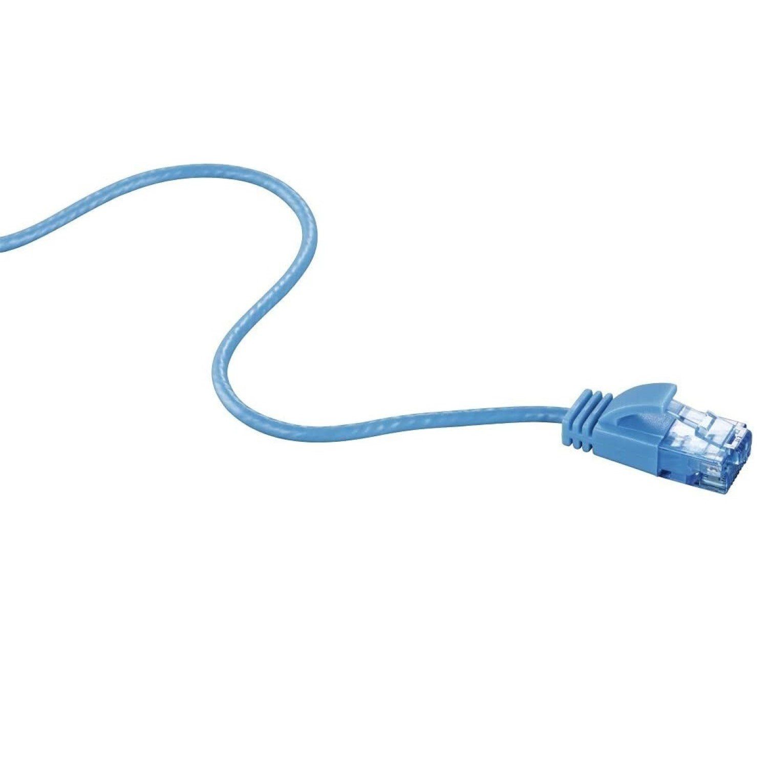 Hama CAT6 Netzwerkkabel Slim-Flexible Blau 0,75m LAN-Kabel, RJ45, Kein (75 cm), Patch-Kabel Cat 6 Gigabit Ethernet, dünn, kleinen Steckern, V-DSL LAN