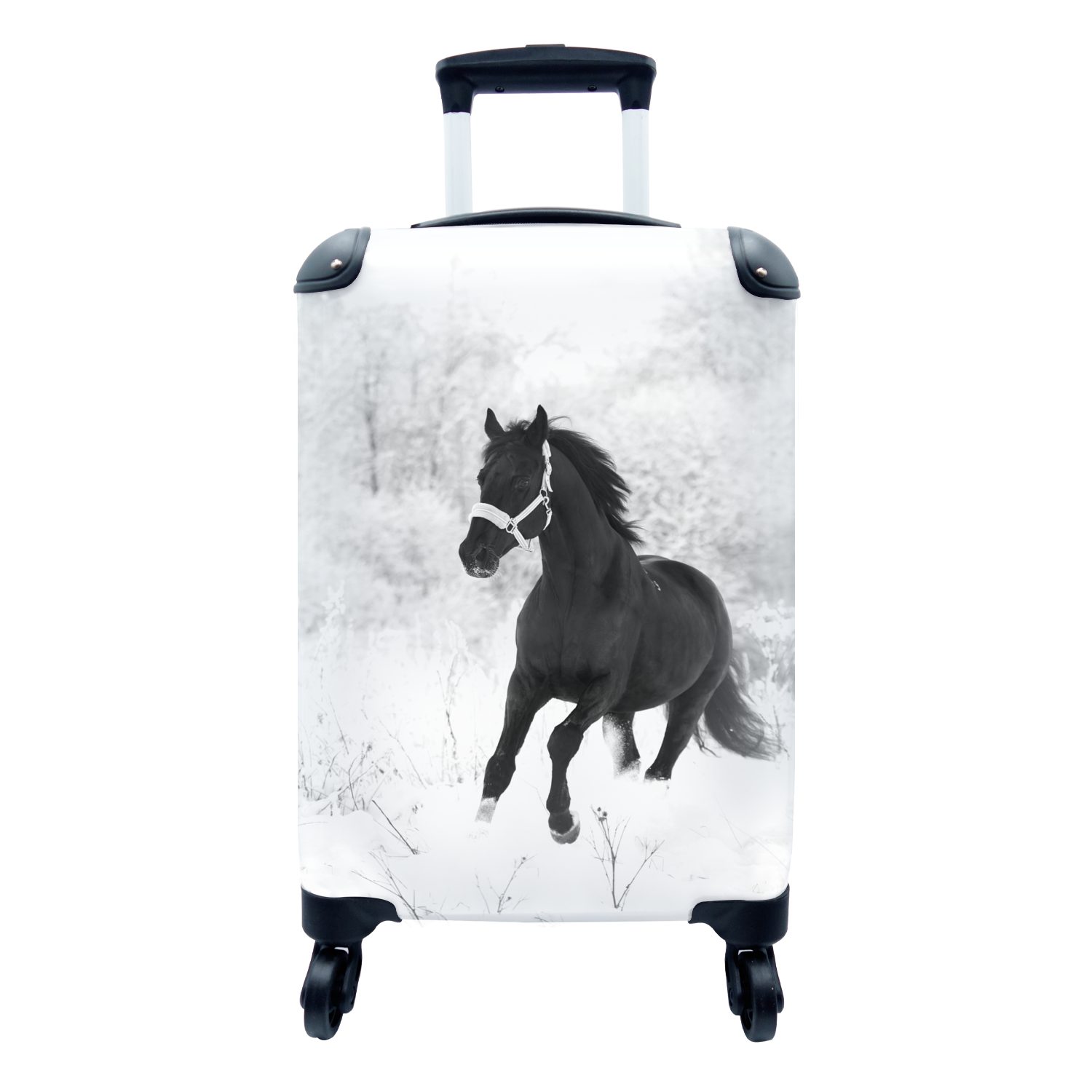 Reisekoffer Reisetasche Schnee Handgepäckkoffer Trolley, Ferien, Pferd Handgepäck mit Wald, für 4 - MuchoWow Rollen, rollen, -