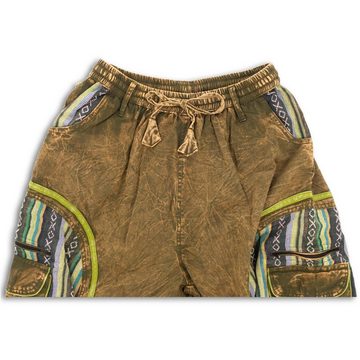 KUNST UND MAGIE Cargohose Stonewashed Cargohose Hippie Goa Cargo Hose Pluderhose Haremshose Bunt