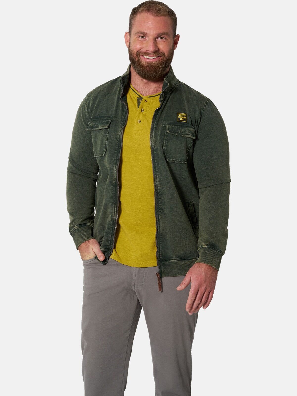 Jan Vanderstorm Sweatjacke BLANKUR mit coolem Wascheffekt