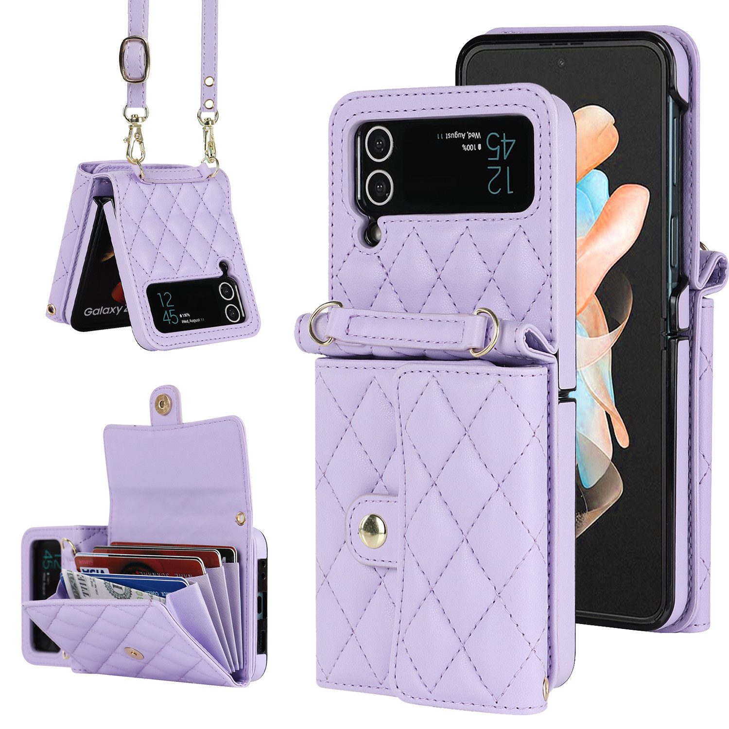 trends for living Handyhülle Handy Tasche Leder Wallet Schutz Hülle Für Samsung Galaxy Z FLIP 6 5 4