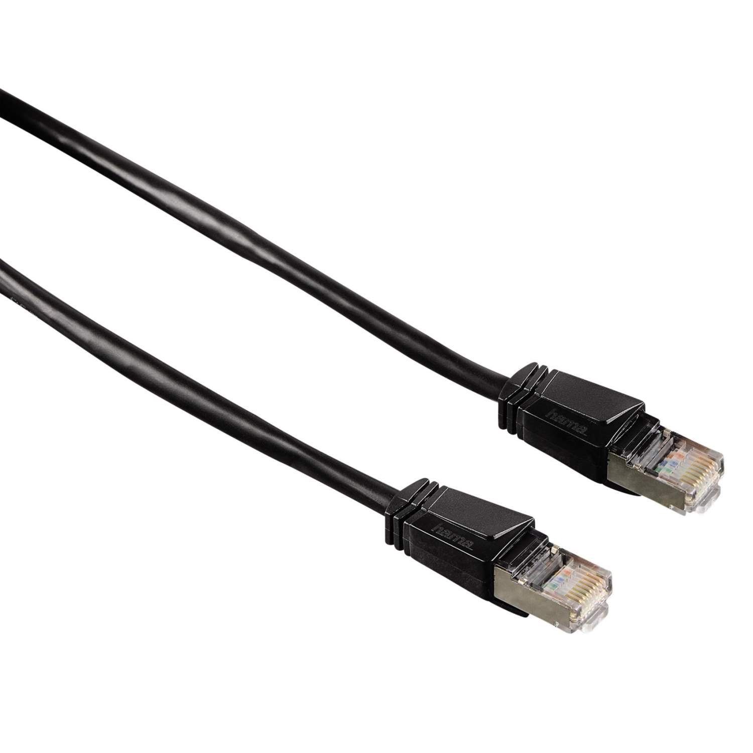 Hama 5m Netzwerk-Kabel Cat5e STP Lan-Kabel Schwarz LAN-Kabel, RJ45, Kein (500 cm), Patch-Kabel Cat 5e Gigabit Ethernet