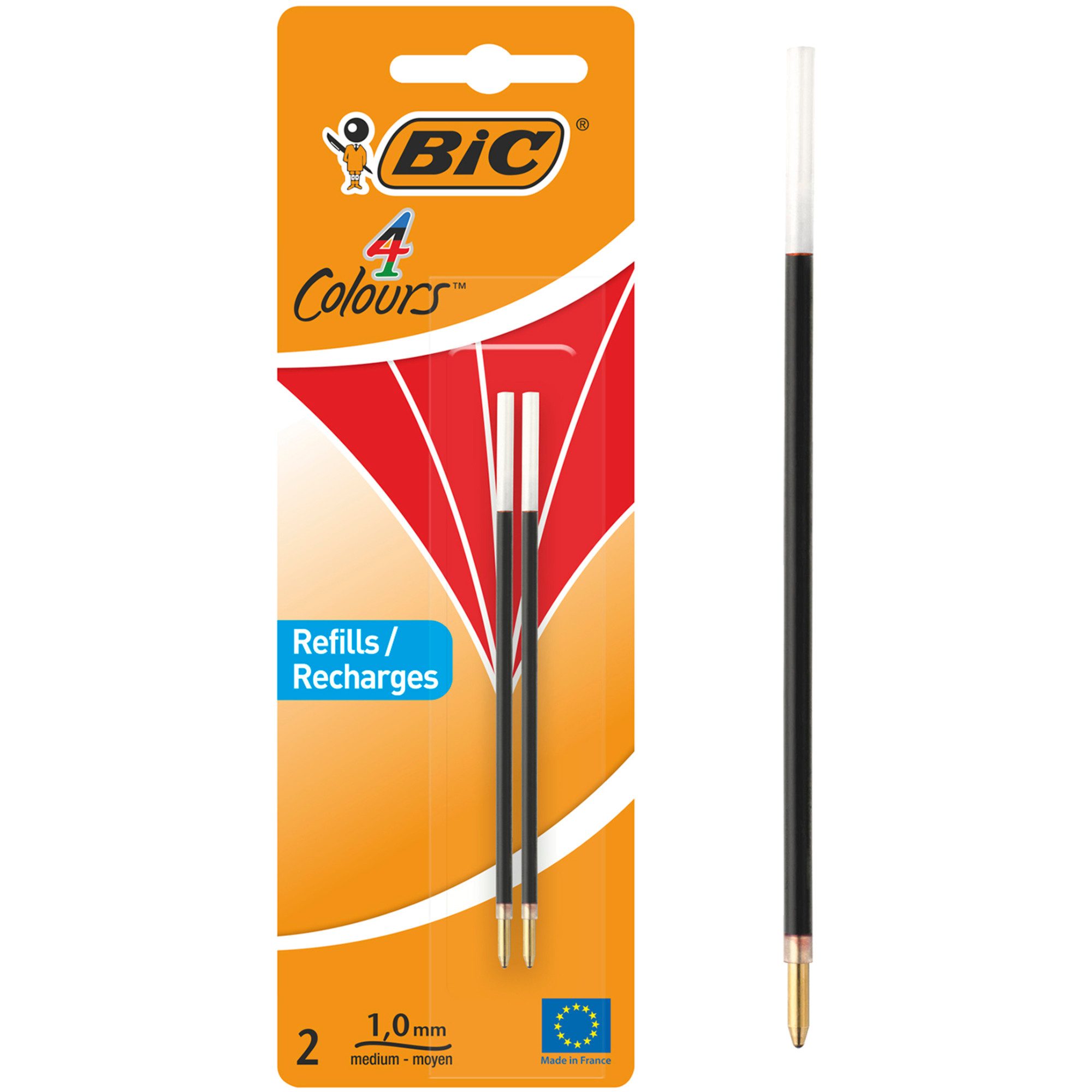BIC Kugelschreiber Kugelschreibermine 4 Colours 929243 0,4mm rot 2 Stück