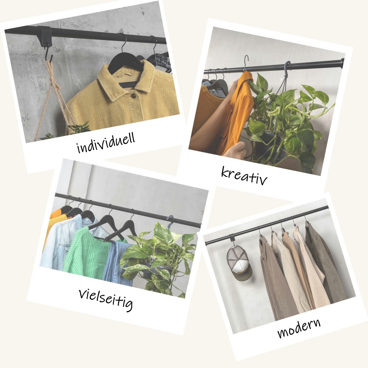 RSR Hangers Kleiderstange Kleiderstange Garderobe Industrie Design für Ecke Wand Decke L-Form