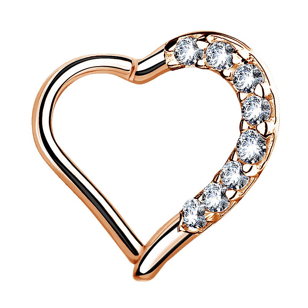 Taffstyle Augenbrauenpiercing Ohrpiercing Herz Helix Tragus Piercing Ring mit Kristalle Clicker (Herz-Piercing mit Kristallen und Scharnier – links oder rechts tragbar), Herz Kristall GLitzer Septum Nase Lippe Knorpel Piercing
