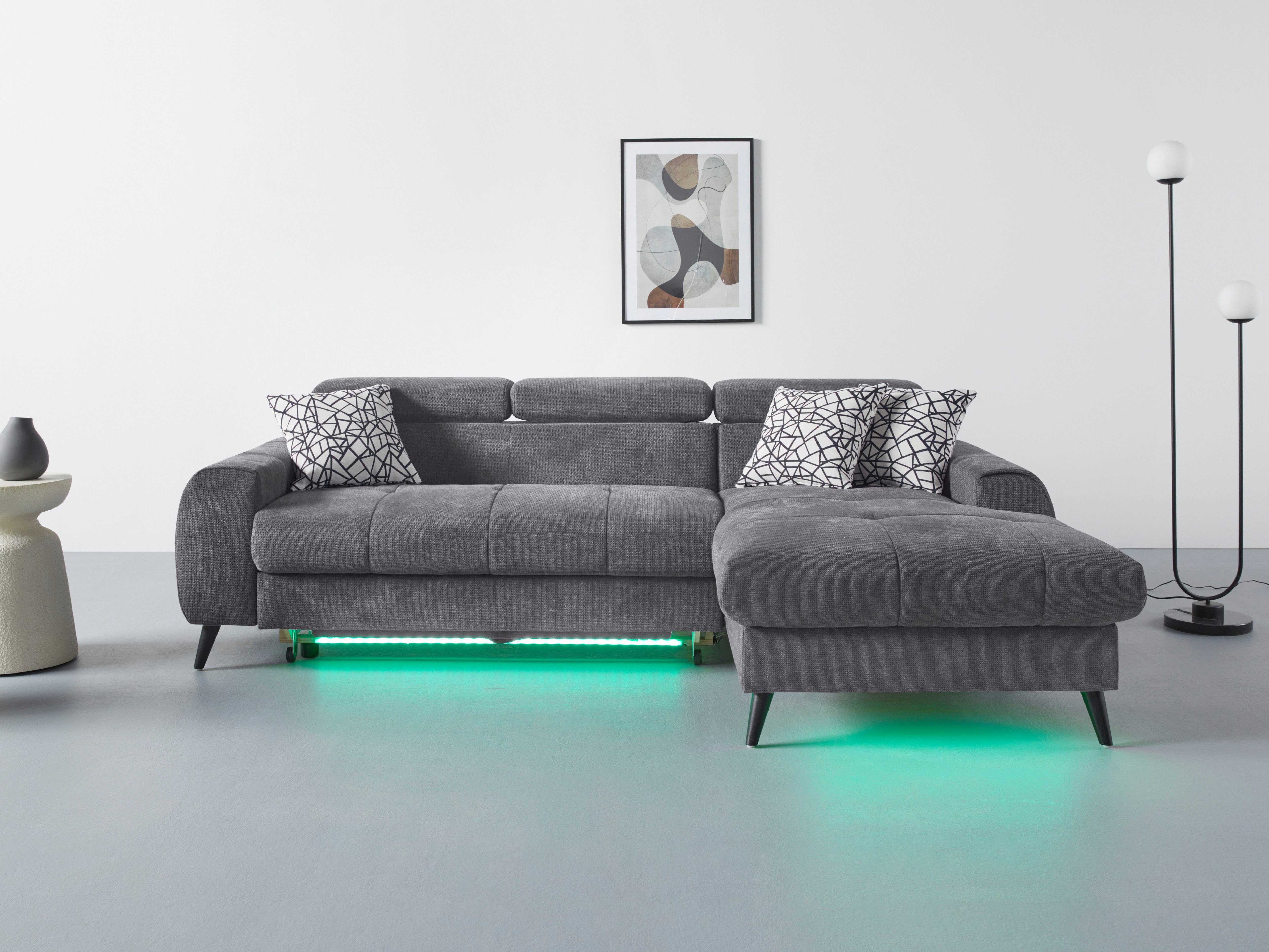 COTTA Ecksofa "Mia L-Form mit 3 Zierkissen", wahlweise mit Bettfunktion, Be günstig online kaufen
