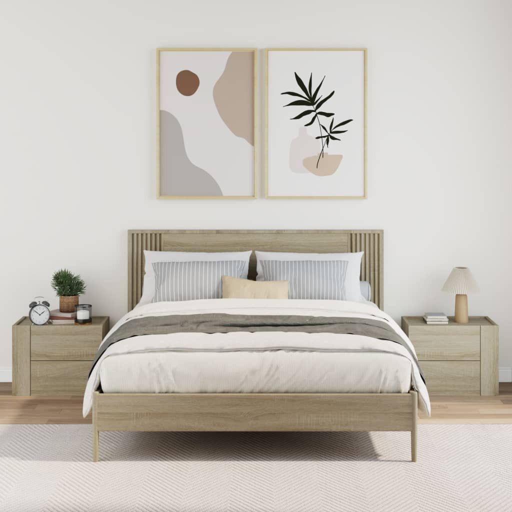 vidaXL Nachttisch Wand-Nachttische 2 Stk. Sonoma-Eiche günstig online kaufen