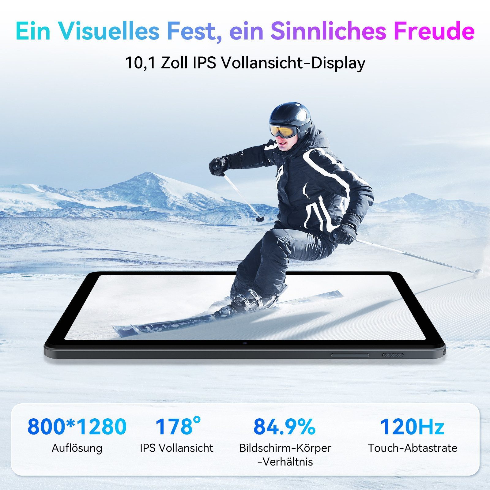 TABWEE T8 10" Android 16 64GB/128 GB incl. Stift Tablet (10.1", 128 GB, Android16, 5G wifi, Android 16, Gemini AI, mit Stift) – Bild 3 von 5
